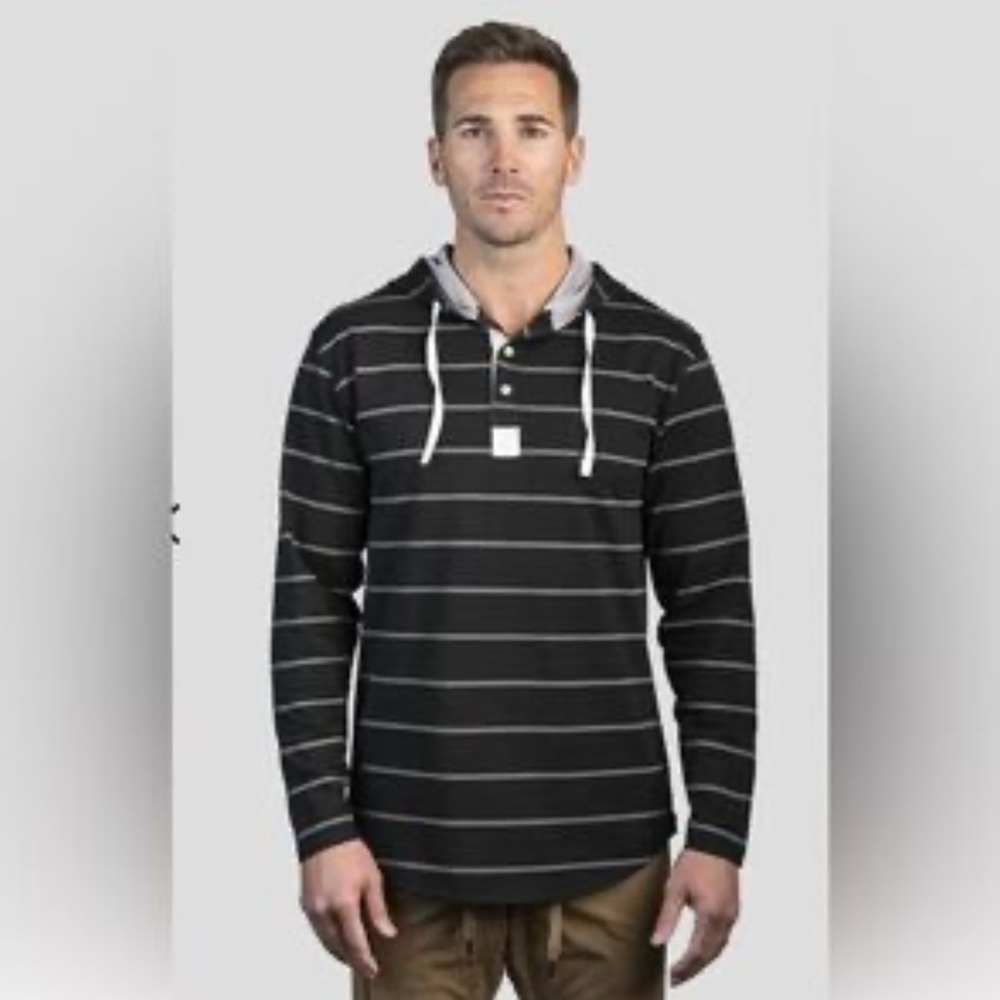BYLT mens drop cut hooded Henley lux size large